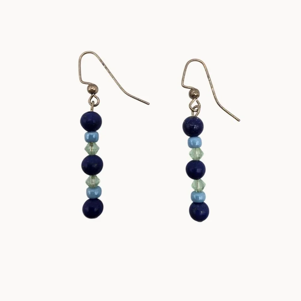 Women's Blue Tones Dangle Drop Hook Back‎ Fashion Jewelry Earrings